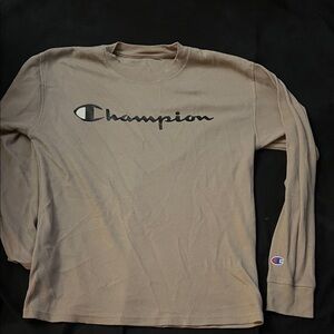 Champion Men's Beige Long Sleeve Tee